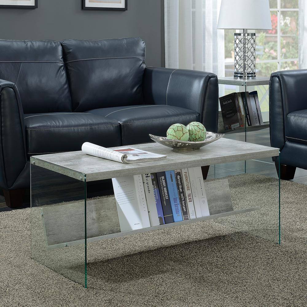 Modern Faux Birch and Glass Rectangular Coffee Table