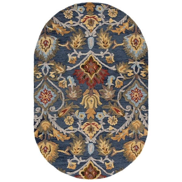 Blossom 8 ft. x 10 ft. Oval Navy/Multi Geometric Floral Area Rug