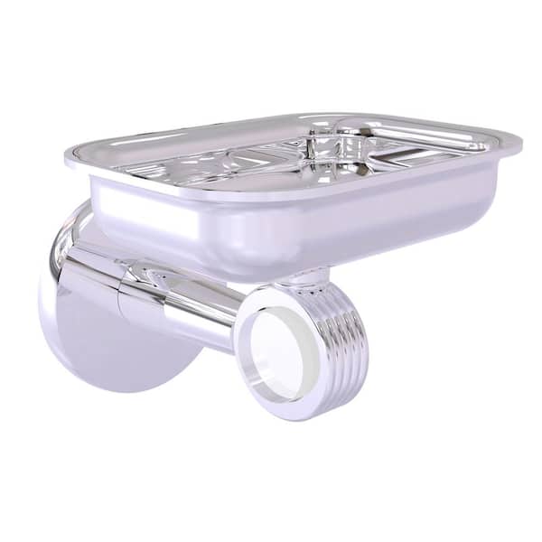 Allied Brass Clearview Wall Mounted Soap Dish Holder with Groovy Accents in Polished Chrome