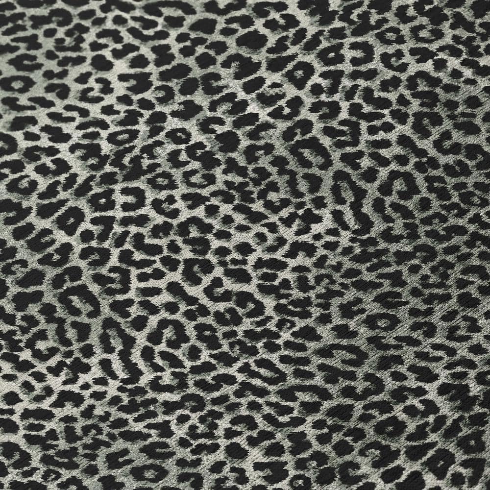 Safari Shadow Black and Gray Leopard Print 3' x 5' Washable Rug