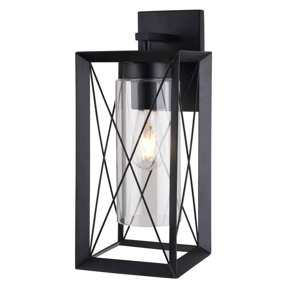 Milton 1-Light Matte Black Transitional Outdoor Wall Lantern Clear Glass price history on PriceWatchPro
