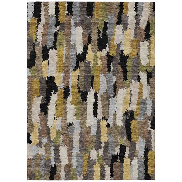 Chantille Machine Washable Indoor/Outdoor Abstract ACN2437 Black 9 ft. x 12 ft. Area Rug