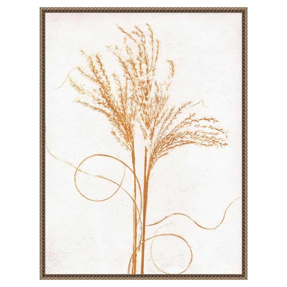 Mustard and Silvergrass Beaded Framed Canvas Wall Art