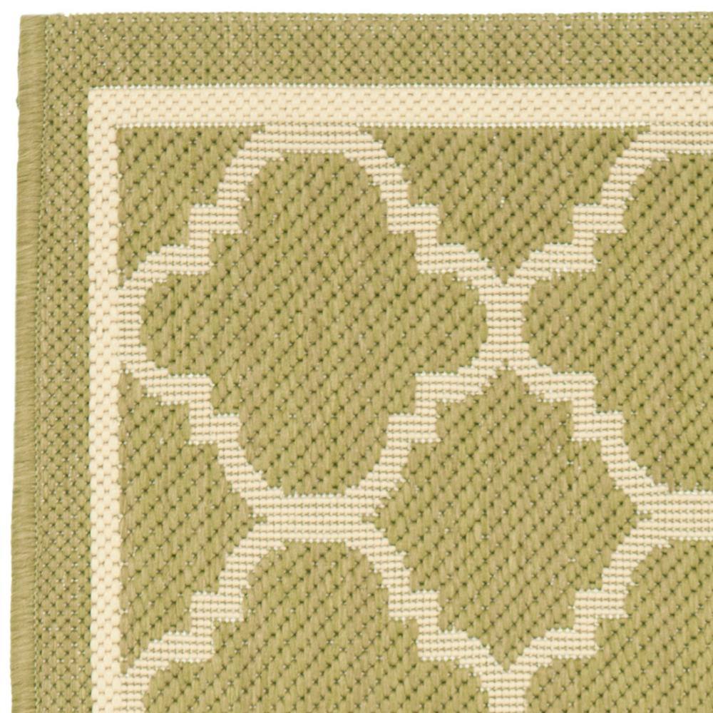 Green and Beige Rectangular Synthetic Outdoor Area Rug