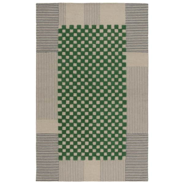 Genre 5 ft. x 8 ft. Gray/Green Checker Geometric Area Rug