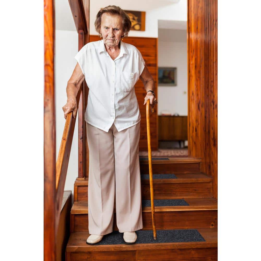 Black Non-Slip Rubberback Indoor/Outdoor Stair Treads 8" x 30" Set