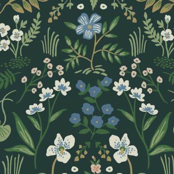 Hunter Green Floral Nonwoven Washable Wallpaper