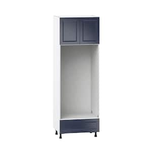 Devon Painted Blue Shaker Assembled Pantry Micro/Oven Cabinet with Drawer 30 in. W x 89.5 in. H x 24 in. D