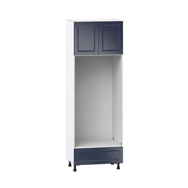 J COLLECTION Devon Painted Blue Shaker Assembled Pantry Micro/Oven Cabinet with Drawer 30 in. W x 89.5 in. H x 24 in. D