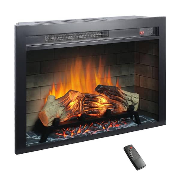 28 in. 5,018 BTU Recessed Electric Fireplace Insert with Overheat Protection, Brightness Adjustment