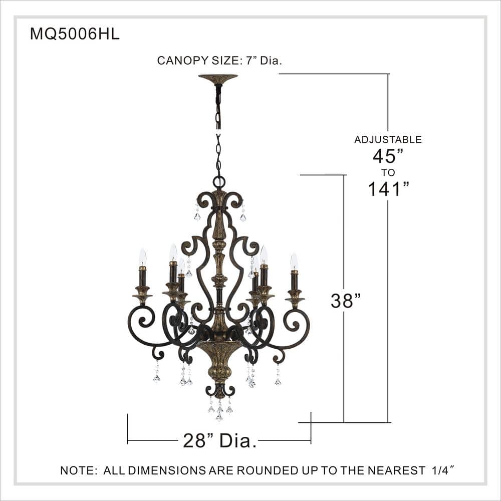 Bronze Crystal 6-Light Mini Candle Chandelier