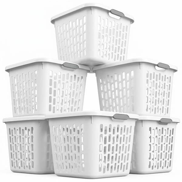 White 13 x 19 x 18 Rectangle Plastic Laundry Basket (6-Pack)