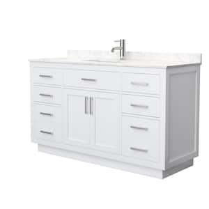 Beckett TK 60 in. W x 22 in. D x 35 in. H Single Bath Vanity in White with Carrara Cultured Marble Top