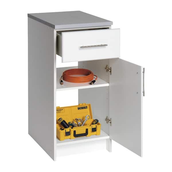 Wood Freestanding Garage Cabinet in White Laminate (16 in. W x 36 in. H x 24 in. D)