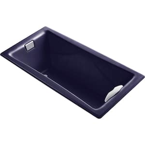 Tea-for-Two 72 in. Rectangular Drop-in Bathtub in Indigo Blue