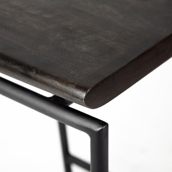 Givens IV 24.25 in. Seat Height Black Wood Seat Black Frame Stool