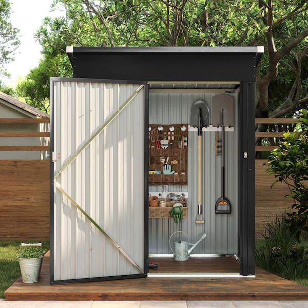 5 ft. W x 3 ft. D Outdoor Black Tool Shed Storage Metal Shed with Lockable Door and Vents for Patio, Garden (15 sq. ft.)