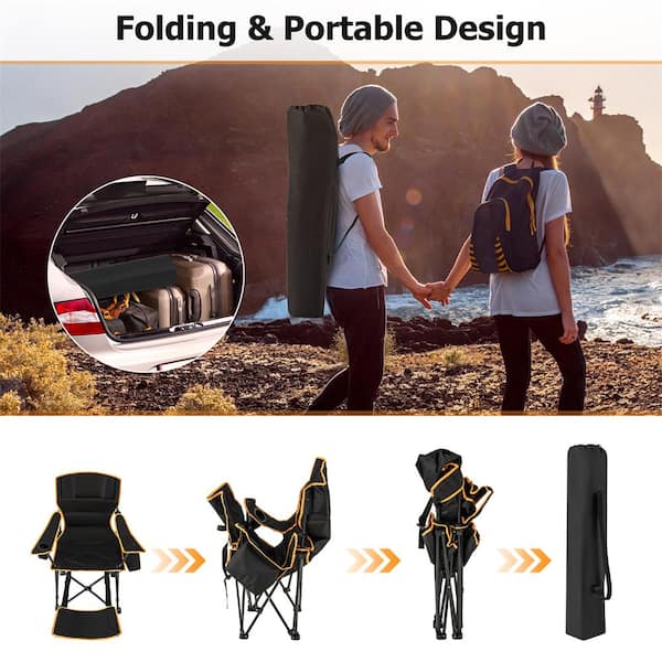 HONEY JOY Folding Outdoor Recliner Camping Chair with Footrest and