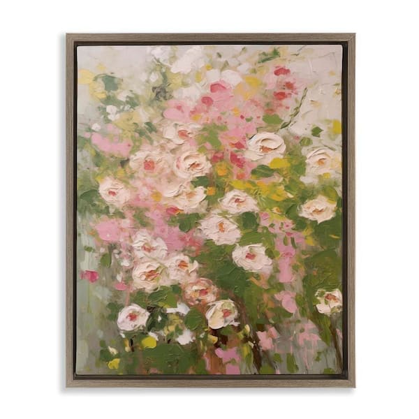 Stupell Industries Vintage Spring Floral Abstraction by LSR Design Studio Brown Floater Frame Nature Graphic Art Print 31 in. x 25 in.
