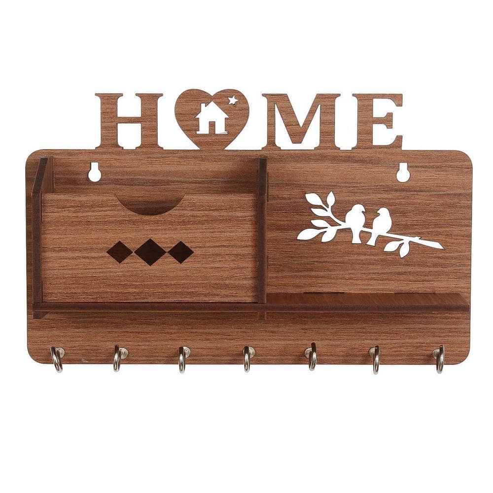 9.85 in. W x 2.2 in. D Brown Wood Decorative Wall Shelf Home Side Wall Shel