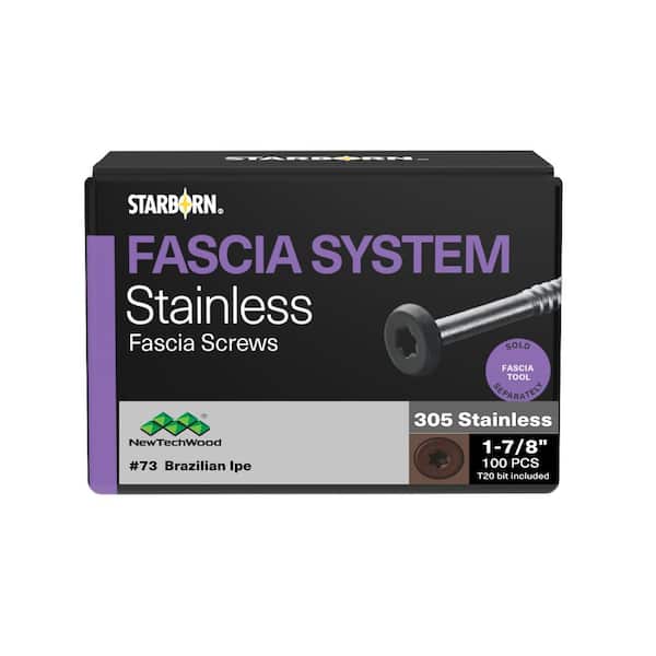 #9 x 1-7/8 in. Stainless Steel Star Drive Pan Head Composite Fascia Screw in Brazilian Ipe (100-Pack)