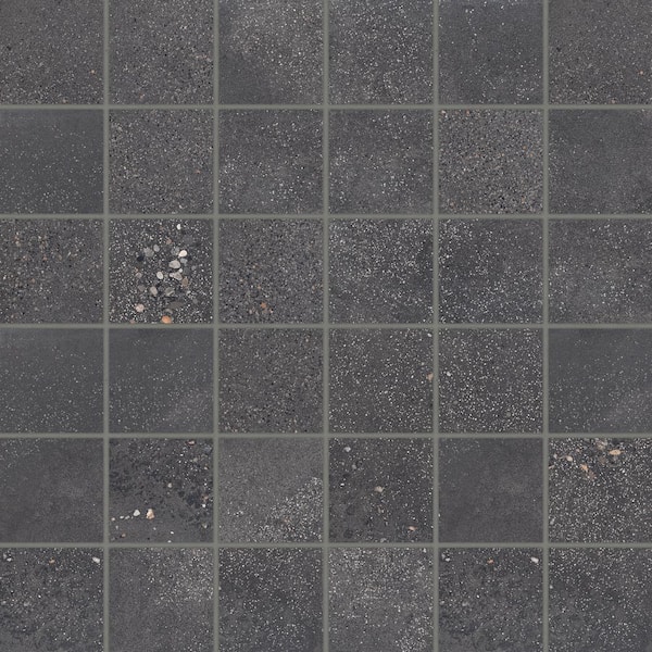 Bedrosians Sample-Area 51 Black 2 in. x 2 in. Geometric Matte Porcelain Mosaic Tile