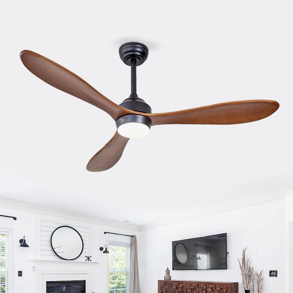 52 in. Farmhouse Black Integrated Solid Wood Ceiling Fan with Quiet DC Motor for Living Room, Bedroom price history on PriceWatchPro