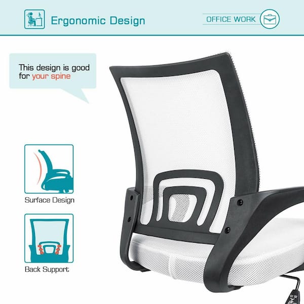 VECELO Fabric Swivel Ergonomic Office Task Chair with Adjustable Arms Mesh Lumbar  Support for Computer Task Work, Gray KHD-OC01-GRY - The Home Depot