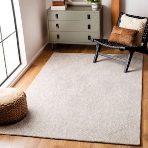 Micro-Loop Silver/Ivory 4 ft. x 6 ft. Distressed Abstract Floral Area Rug