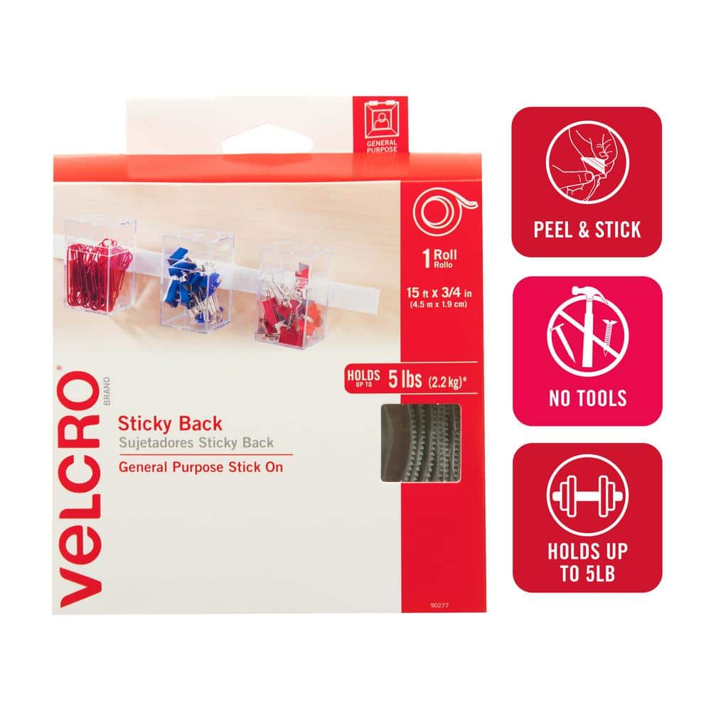 VELCRO Loop Only 3/4 x 75' Sticky Back Tape Hook and Loop Fastener, Black  (HLVEL112B) - Yahoo Shopping