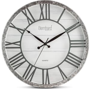 12 Inch Gray Wall Clock Silent Non Ticking Battery Powered