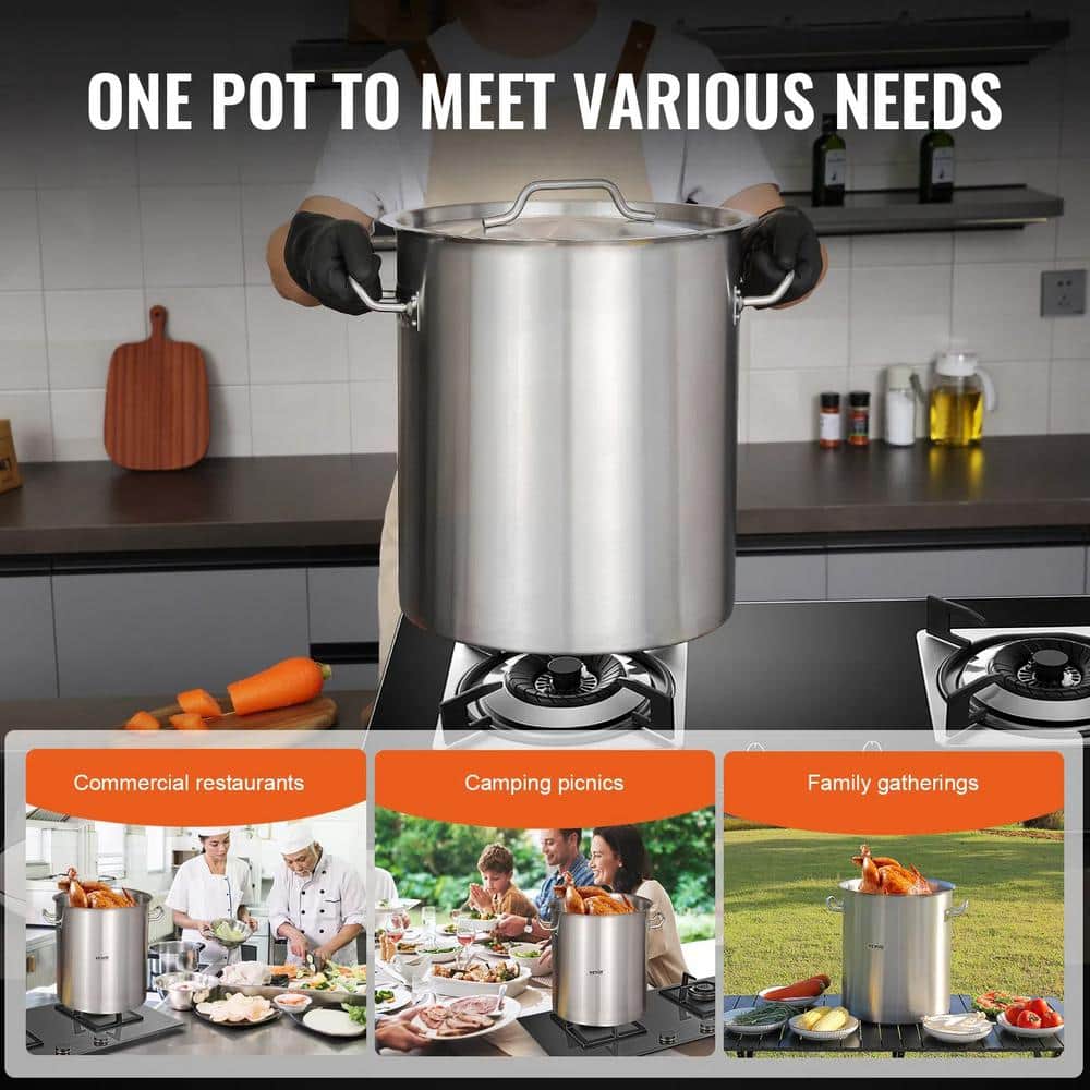 42 qt Silver Stainless Steel Stockpot with Basket Insert