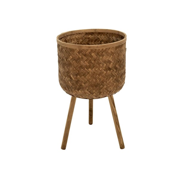 12.5 in. Agnes Medium Brown Lampakanay Seagrass Basket Planter (12.5 in. D  x 13.8 in. H) with attached liner