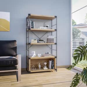 Brentwood 32.7 in. Wide Natural Wood 4-Shelf Etagere Bookcase