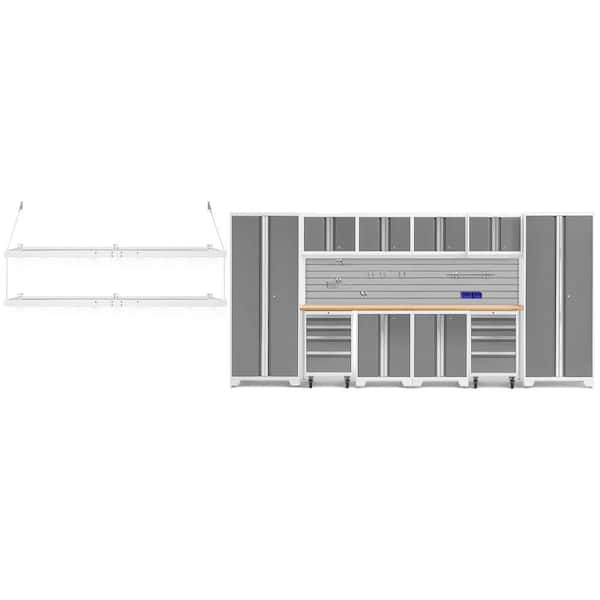 NewAge Products Bold Series 156 in. W x 76.75 in. H x 18 in. D 24-Gauge Steel Garage Cabinet Set in Platinum (12-Piece)