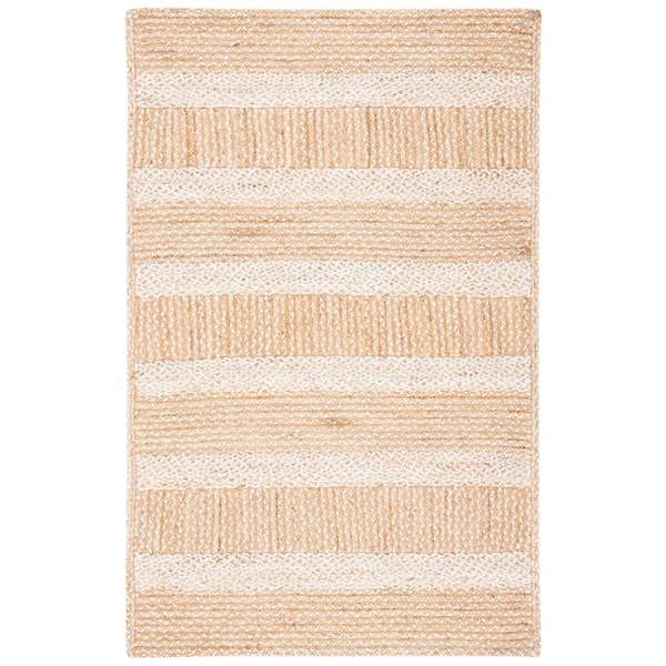 Natural Fiber Beige/Ivory 2 ft. x 5 ft. Woven Striped Area Rug