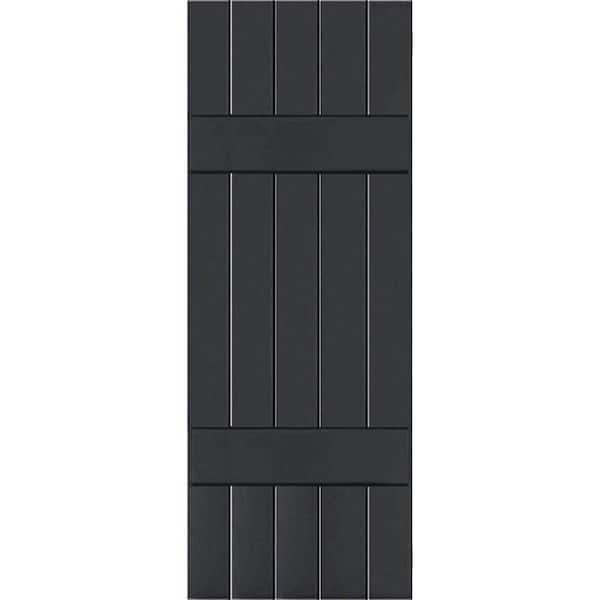 Ekena Millwork 18 in. x 32 in. Exterior Real Wood Pine Board and Batten Shutters Pair Black