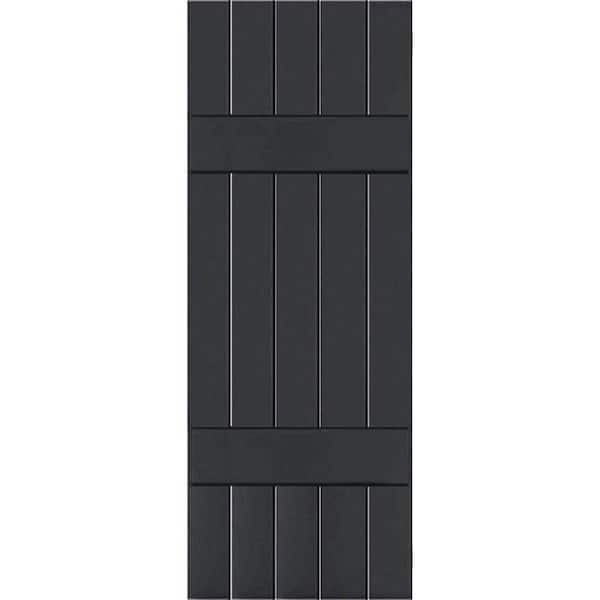 Ekena Millwork 18 in. x 36 in. Exterior Real Wood Sapele Mahogany Board and Batten Shutters Pair Black