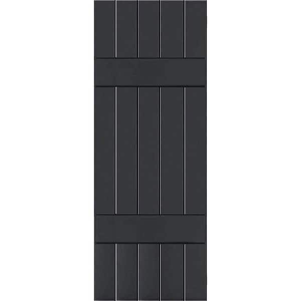 Ekena Millwork 18" x 52" Exterior Five Board (2 Batten) Real Wood Cedar Board-n-Batten Shutters (Per Pair), Black