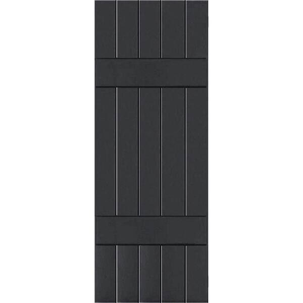 Ekena Millwork 18 in. x 67 in. Exterior Real Wood Pine Board & Batten Shutters Pair Black