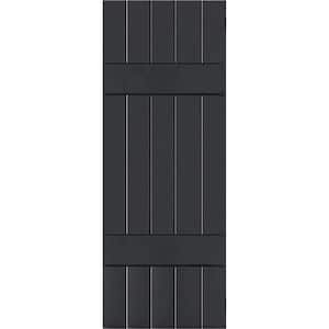 18 in. x 68 in. Exterior Real Wood Pine Board and Batten Shutters Pair Black