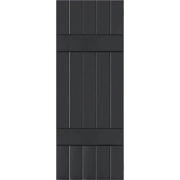 Ekena Millwork 18 in. x 76 in. Exterior Real Wood Pine Board and Batten Shutters Pair Black