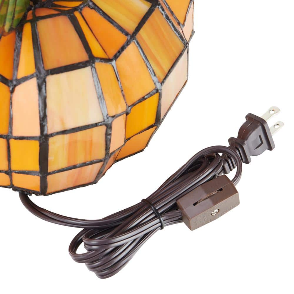 Patch the Pumpkin Orange and Green Stained Glass Accent Lamp