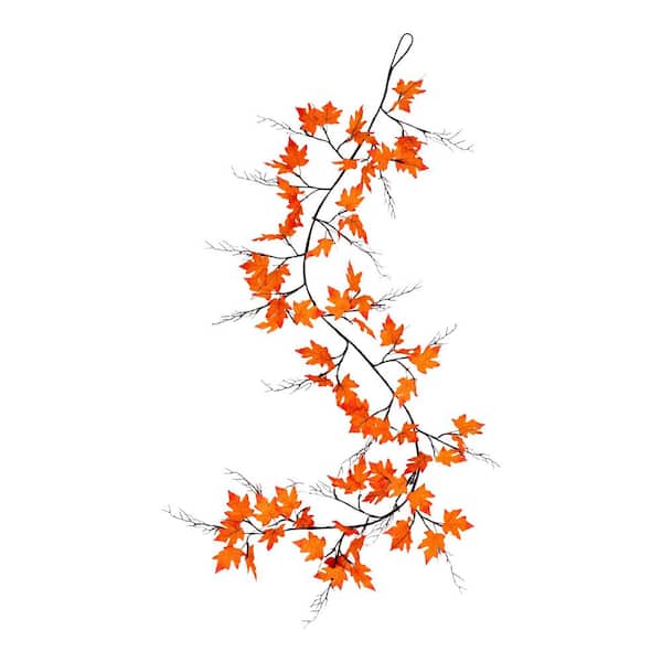 6 ft. Pre-Lit Autumn Maple Artificial Fall Garland with 54 Warm White LED Lights