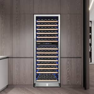 23.54 in Dual Zone Cellar Cooling Unit in Silver 154-Bottle Wine Refrigerator Cooler Removable Shelves Blue LEDs