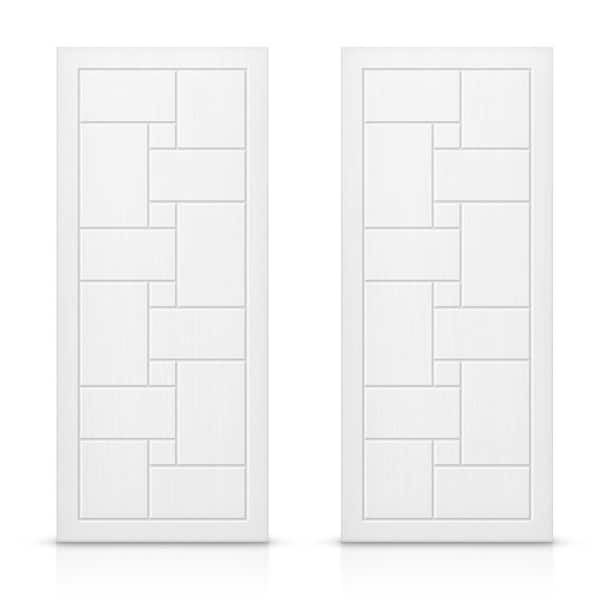 60 in. x 96 in. Hollow Core White Painted Composite MDF Interior Double Closet Sliding Doors