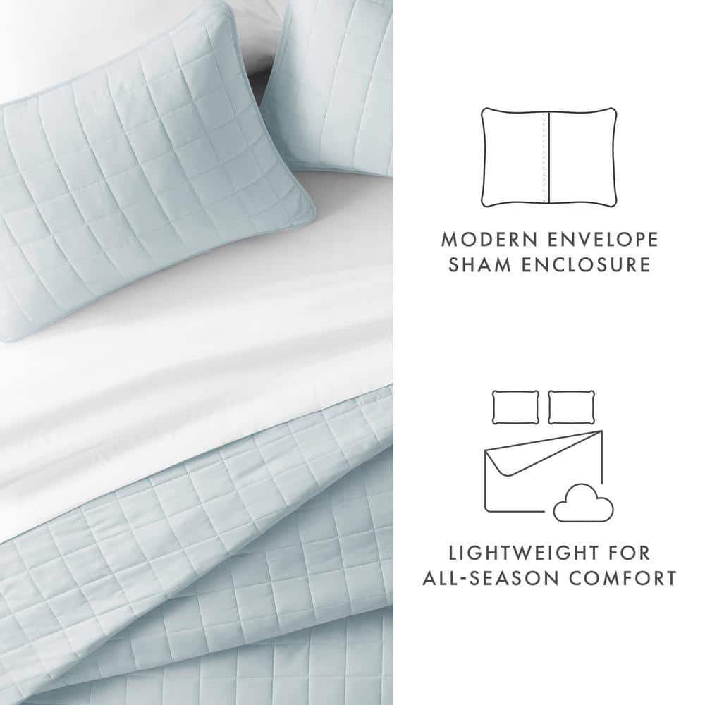 Pale Blue King Microfiber Quilted Coverlet Set