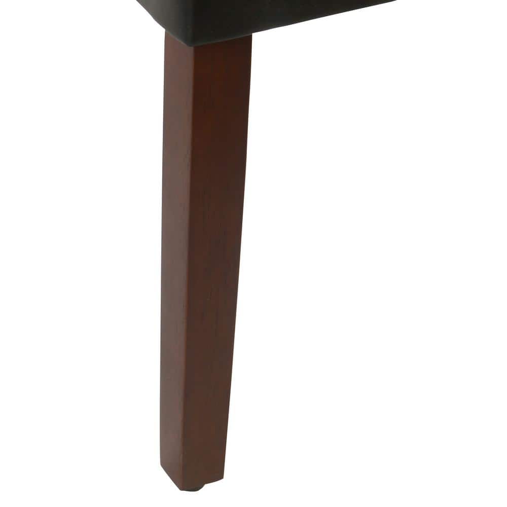 Black Faux Leather Upholstered Parsons Side Chair with Wood Legs