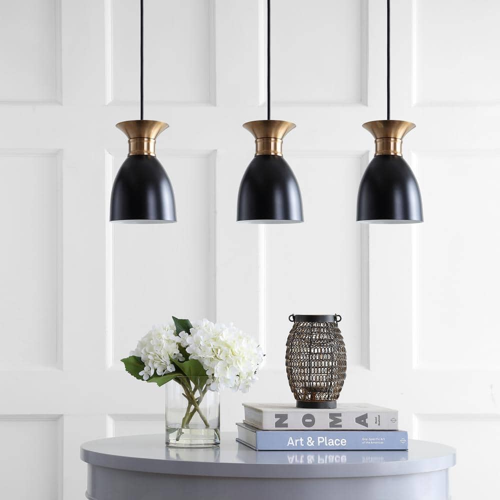 Edison 33.25" Matte Black and Brass Gold 3-Light LED Pendant