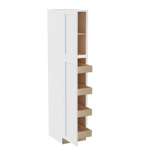 Home Decorators Collection Washington Vesper White Plywood Shaker Assembled Utility Pantry Kitchen Cabinet 4 ROT Sft Cl 18 in W x 24 in D x 84 in H
